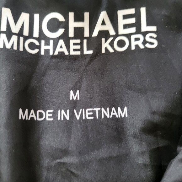 Michael Kors Black Quilted Shiny Puffer Vest Size M Full Zip Pockets High Collar - Picture 5 of 13